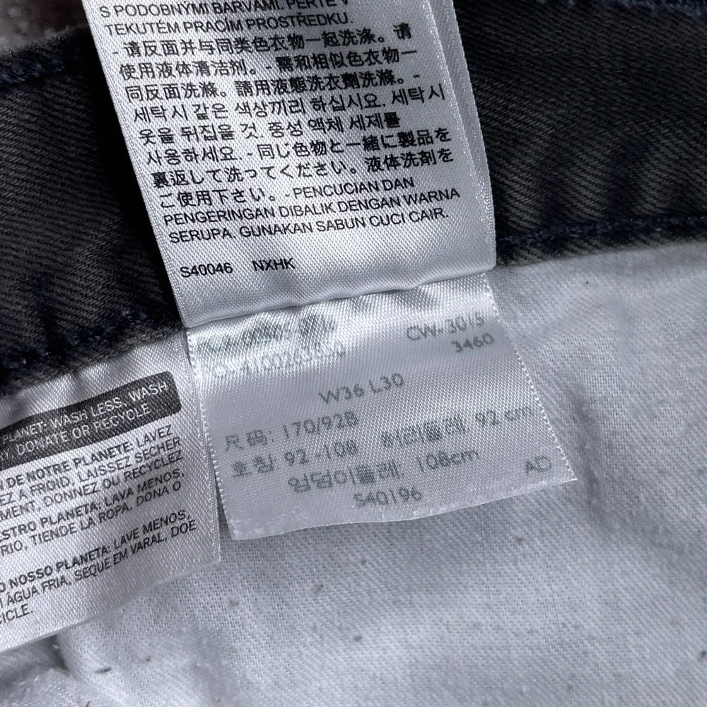 Levis 505‎ Jeans Mens 36x30 Grey Regular Straight Leg Cotton Denim White Tab